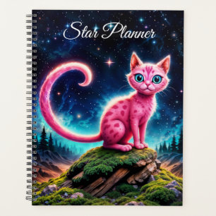 Chat brillant Whimsical, yeux bleu long queue art