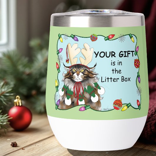 Chat cadeau de Noël Green Funny