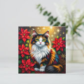 Chat calico avec carte de Noël personnalisée aux p (Debout devant)
