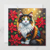 Chat calico avec carte de Noël personnalisée aux p (Devant)