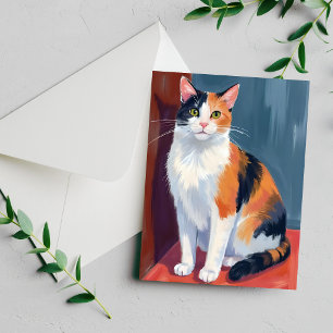 Chat Calico Carte de chaton joli aquarelle Chat