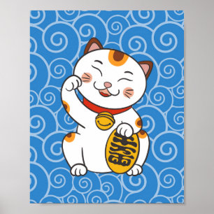 Chat calico japonais chanceux Affiche Maneki Nek