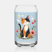 Chat Calico souriant dans le jardin fleuri (Verso)