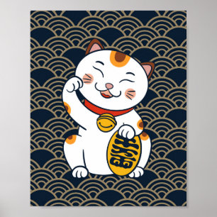 Chat calicot japonais chanceux Affiche Maneki Ne
