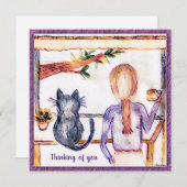 Chat Carte de remerciements personnalisation peint (Devant / Derrière)