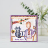 Chat Carte de remerciements personnalisation peint (Debout devant)