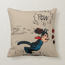 Chat Cartoon vintage "Zip ! POW !" Coussin