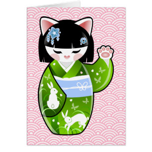 Chat chanceux japonais Maiko de Kokeshi Maneki