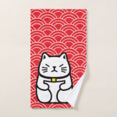 Chat chanceux japonais ou Maneki-Neko (Serviette à main)