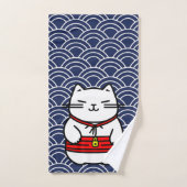 Chat chanceux japonais ou Maneki-Neko (Serviette à main)