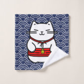 Chat chanceux japonais ou Maneki-Neko (Gant de toilette)