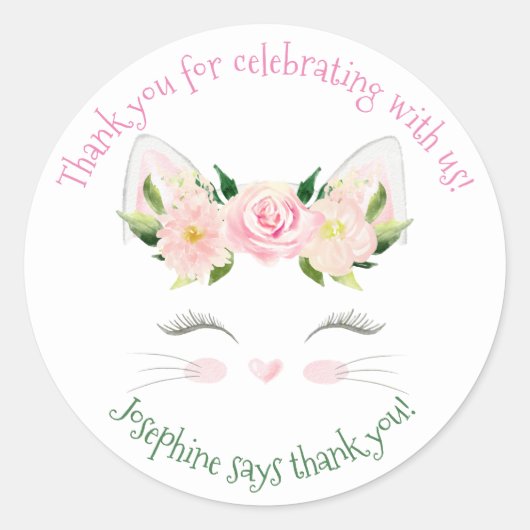 Chat-chat Fleurs Anniversaire Classique Sticker Ro (Devant)
