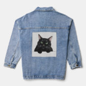 Chat chat noir Denim Veste tendance mignonne (Verso)