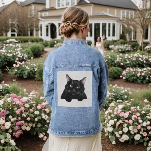 Chat chat noir Denim Veste tendance mignonne (Mariage Retour)