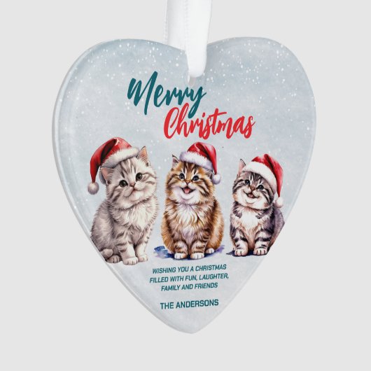 Chat chaton chatte à l'aquarelle mignonne Père Noë (devant)