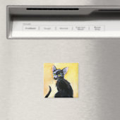 Chat chaton noir, aimant orange et jaune (In Situ (Lave-vaisselle))