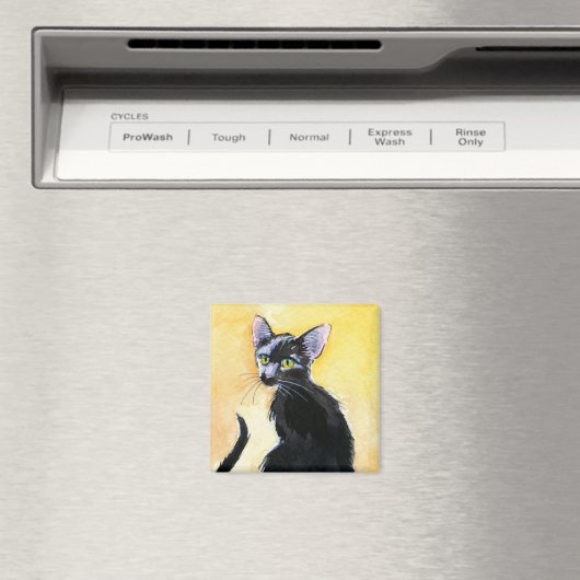 Chat chaton noir, aimant orange et jaune (In Situ (Lave-vaisselle))