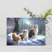 Chat, Chats dans la neige Carte de Noël (Debout devant)