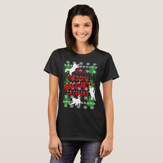 Chat Chemise de Noël, Noël Chat Femme TShirts (Devant entier)