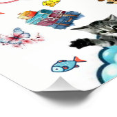 Chat Chien Souris Arc-en-ciel Fromage Affiche (Coin)
