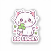 Chat Chinois Chanceux Maneki Neko Avec Autocollant (Recto)