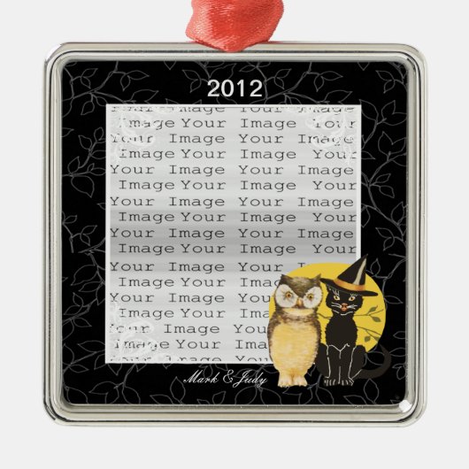 Chat & Chouette Halloween Ornement Mariage (Devant)