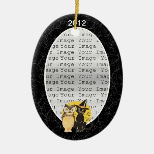Chat & Chouette Halloween Ornement Mariage (Devant)