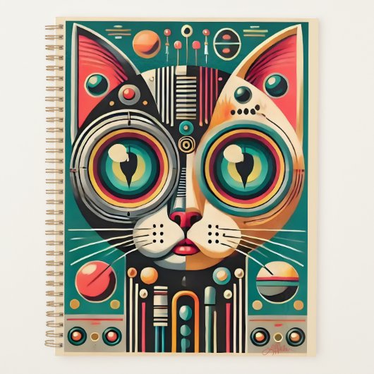 Chat Circuit Rétro Futuriste Milieu de Siècle (Devant)