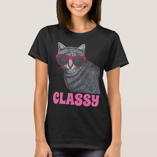 CHAT CLASSY DAMES CUTE T-SHIRTS TEE - SHIRTS (Devant)