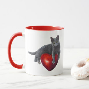 Chat Coeur Rouge Mug