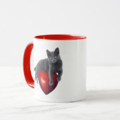 Chat Coeur Rouge Mug (Devant gauche)