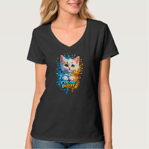 Chat Color Burst – T-shirt pour femmes à éclabouss
