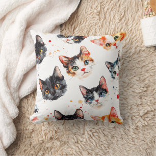 Chat coloré Façades Motif Coussin décoratif