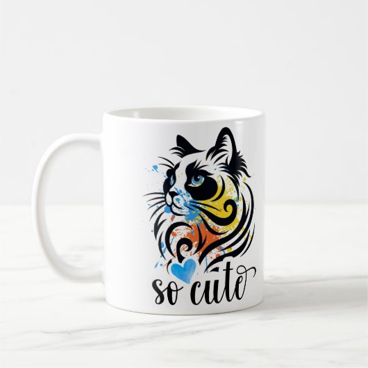 Chat coloré Mug - So mignonne Coffee Cat Cat (Gauche)