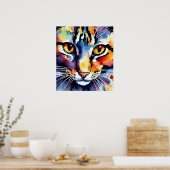 Chat coloré Silhouette Aquarelle Poster murale (Cuisine)