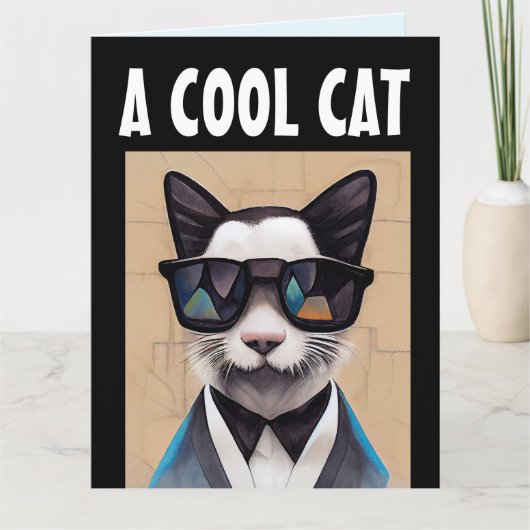 CHAT cool ANNIVERSAIRE POUR LUI LA CARTE DE RECONN (Devant)