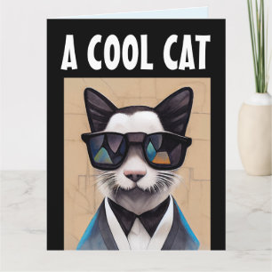 CHAT cool ANNIVERSAIRE POUR LUI LA CARTE DE RECONN