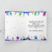 Chat cool avec carte d'anniversaire aux tons bleus (Intérieur)