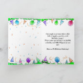 Chat cool avec carte d'anniversaire aux tons verts (Intérieur)