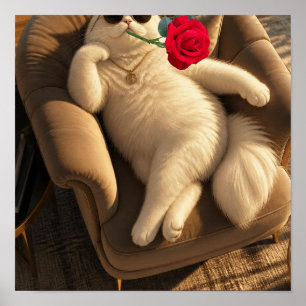 Chat cool avec lunettes de soleil et affiche de ro