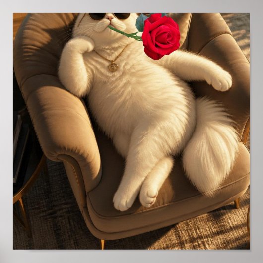 Chat cool avec lunettes de soleil et affiche de ro (Devant)