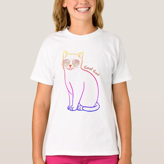 Chat cool avec lunettes de soleil Rainbow T-shirt (Devant)