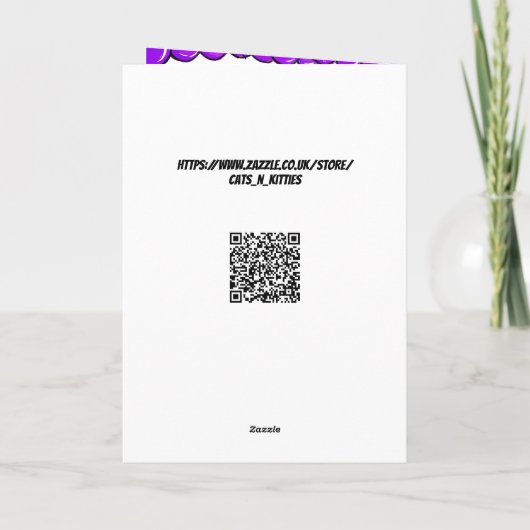 Chat cool avec nuances violettes Carte d'anniversa (Dos)