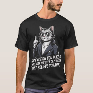 Chat Cool en Costume T-Shirt Citation Motivationne