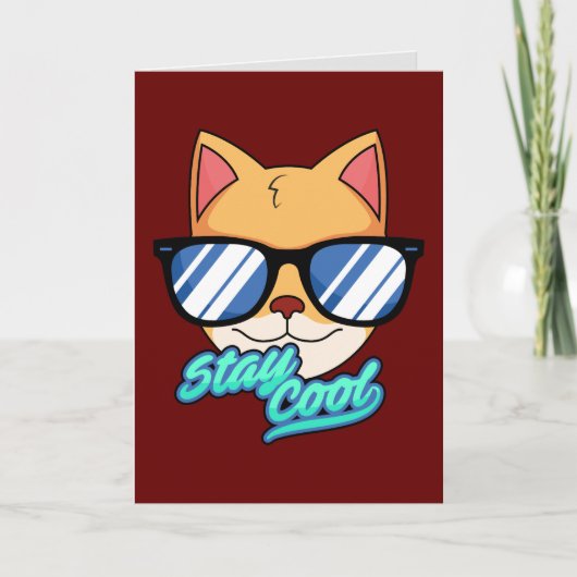 CHAT cool ENFANT ANNIVERSAIRE ENFANTS CARTES DE RE (Devant)