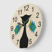 Chat cool Mi-Siècle Moderne Rétro Horloge murale (Angle)