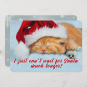 Chat couché avec Santa Hat Carte à deux côtés (Devant / Derrière)