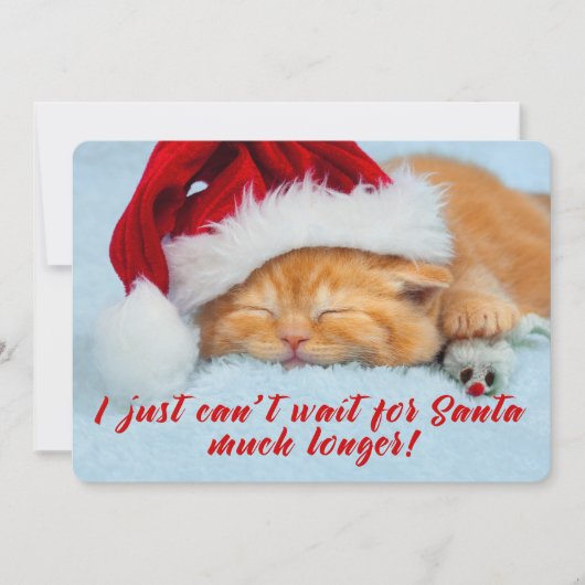 Chat couché avec Santa Hat Carte à deux côtés (Devant)
