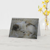 Chat couché Se Bien Bientôt Carte #2 (Fleur jaune)