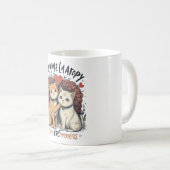 Chat Couple Log Mug Cute Romantique Kitty Coffee C (Devant droit)